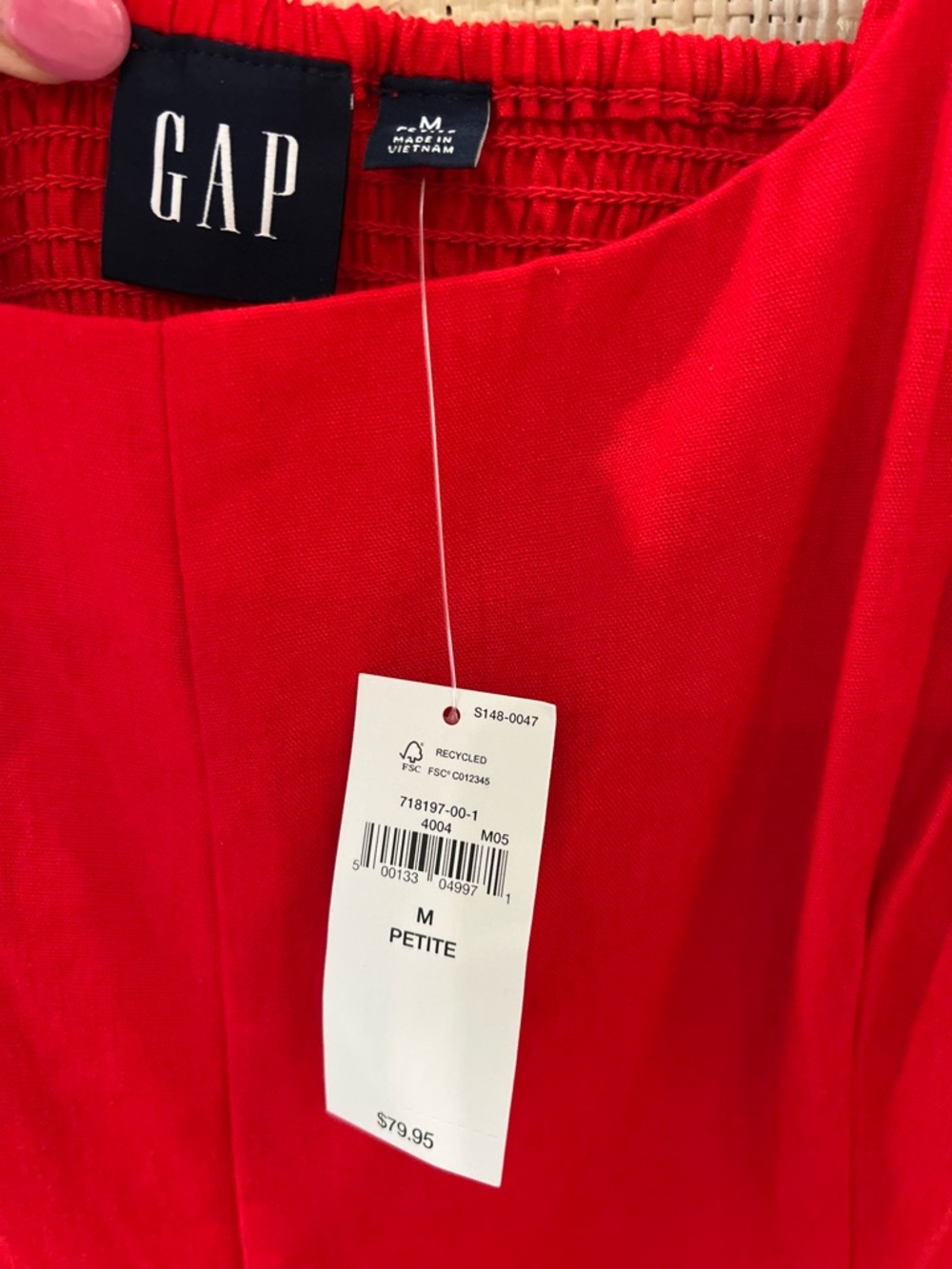 NWT GAP Red Heavyweight Square Neck Linen-Blend Mini Dress M Petite - Picture 5 of 7